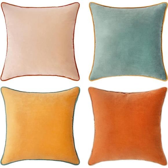 Decorative Throw Pillow Covers Cushion Cases, Set of 4 Soft Velvet Modern - Picture 1 of 12